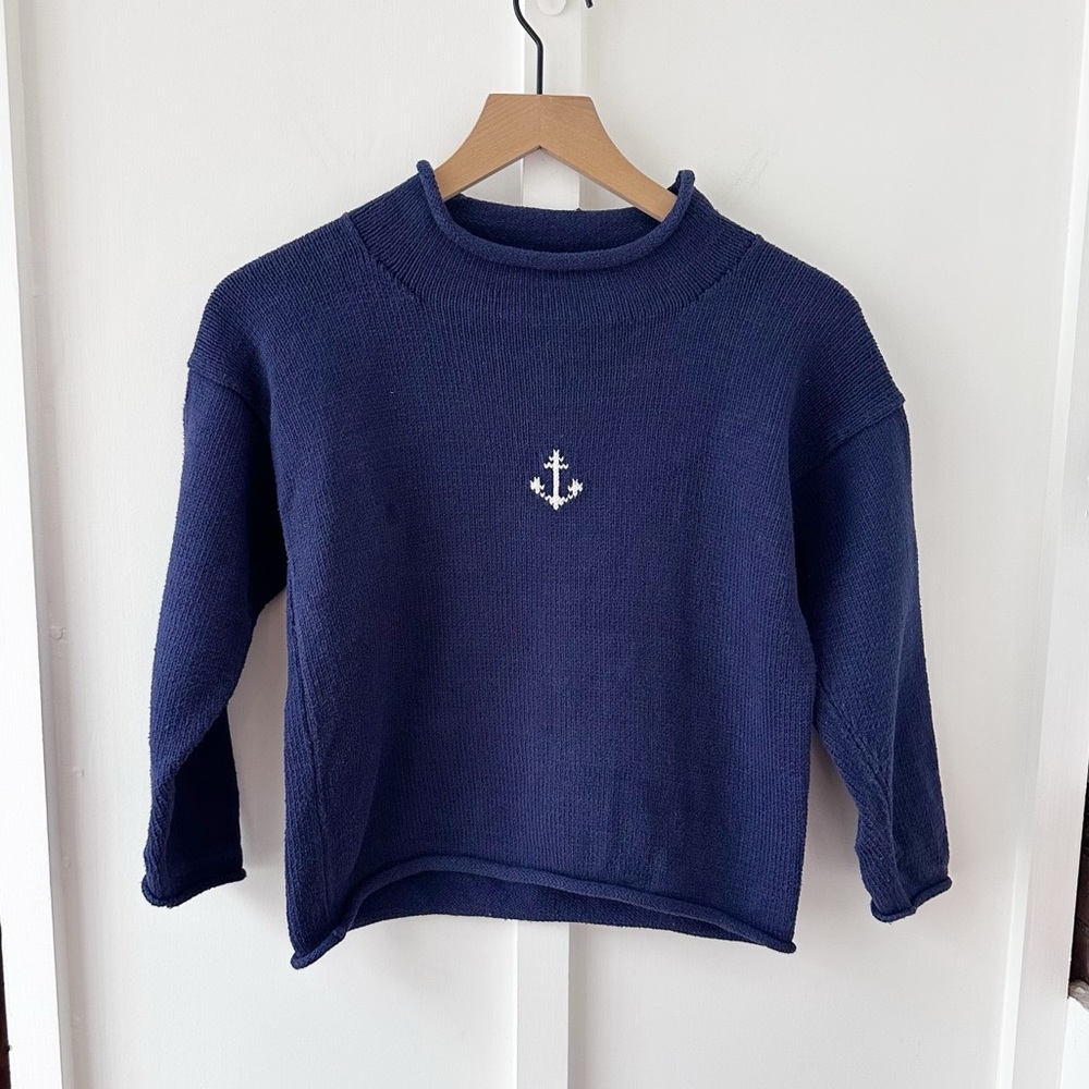 FLEECE ON EARTH navy anchors away rollneck sweater